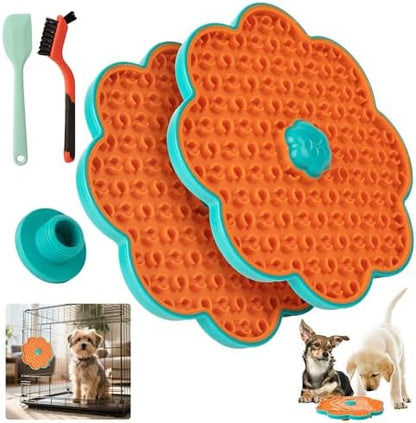 2 in 1 Lick Mat for Crate Training, Dog Slow Feeder Anxiety Relief Pad with Suction Cups, Dishwasher Safe, BPA-Free Silicone for Small & Medium Dogs, 2 Pack by Home