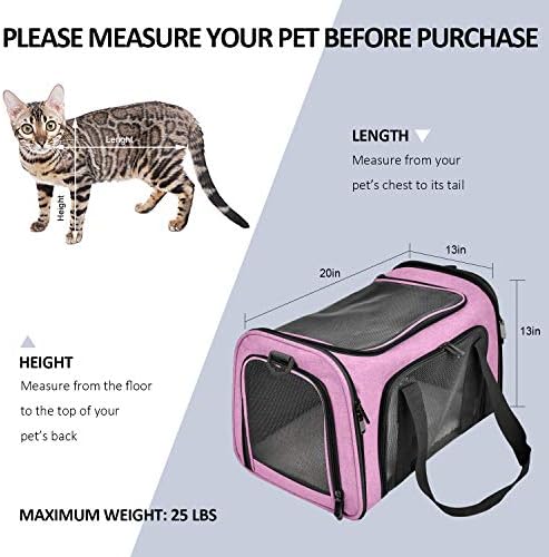 Henkelion Large Cat Carriers Dog Carrier Pet Carrier for Large Cats Dogs Puppies up to 25Lbs, Big Dog Carrier Soft Sided, Collapsible Travel Puppy Carrier - Large - Pink - Image 4
