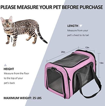 Henkelion Large Cat Carriers Dog Carrier Pet Carrier for Large Cats Dogs Puppies up to 25Lbs, Big Dog Carrier Soft Sided, Collapsible Travel Puppy Carrier - Large - Pink - Image 4