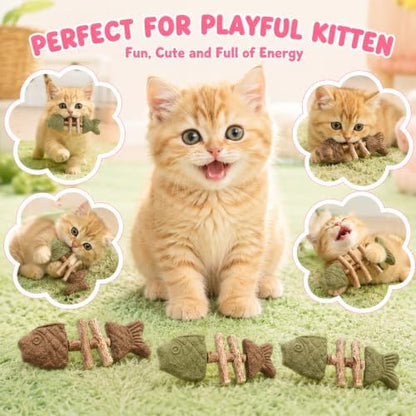 Silvervine Cat Toy Catnip Chew Stick for Indoor Kitten Teething Cleaning Dental Care Natural Comfort Adult Gatos Set to Play Alone Blend Fishing Aesthetic Fish Bone Shape - Image 3