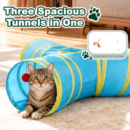 Love's cabin Cat Tunnel for Indoor Cats, 3-Way Collapsible Play Tunnel - Image 4