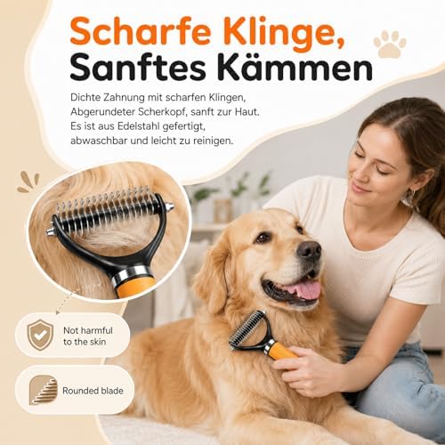 Pet Grooming Brush, Pets Knotted Dog Grooming, Pets Knotting Comb, Professional Pet Deshedding Brush, Deshedding Comb Fur Brushes, Shedding Brushes For Dogs And Cats (Orange) - Image 6