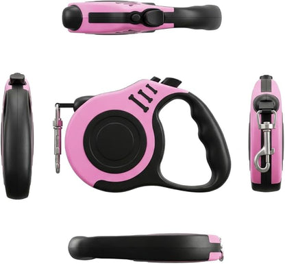 PETIMP Retractable Dog Leash Lightweight 16FT Leash, with Folding Bowl,Dispenser,Waste Bags, for Small Medium Dogs(Pink)