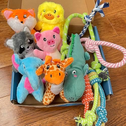 Jalousie Multipack Dog Squeaky Toys Bulk Bundle Pup Toy - Puppy Toys for Pets for Small Medium Breed (12 Pack Rope and Plush Animals) - Image 5