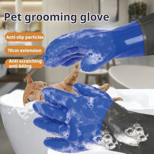 YOFANG 27.2" Long Sleeve Pet Grooming Bathing Gloves Anti-Scratch - Image 2