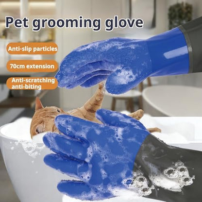 YOFANG 27.2" Long Sleeve Pet Grooming Bathing Gloves Anti-Scratch - Image 2