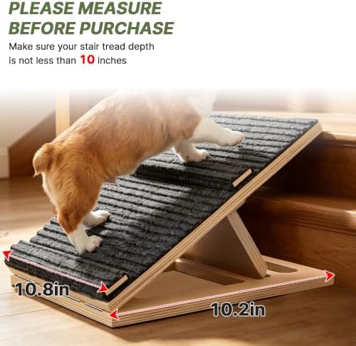 Dog Ramp for Stairs, Foldable Wooden Dog Stair Ramp with Triangular Support - Image 2