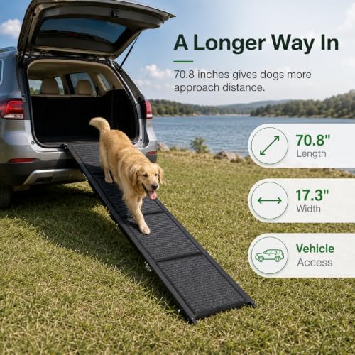 Dog Ramp for Car, 70.8-Inch Quad-Fold Aluminum Alloy Pet Ramp - Image 3