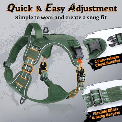 rabbitgoo Tactical Dog Harness for Large Dogs, No Pull Service Pet Vest - Image 2