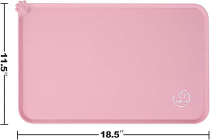 Silicone Waterproof Dog Cat Pet Feeding Mats, Non Slip, Easy Clean Pet Dog Cat Bowl Mats Placemat (18.5" x 11.5") Pink