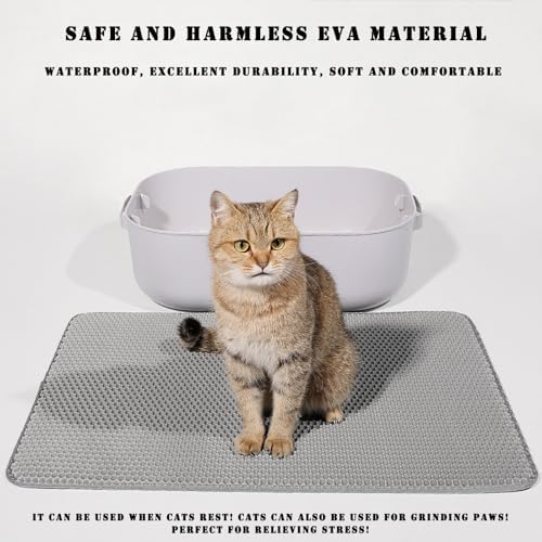 Cat Litter Mat, Double Layer Cat Litter Box Mat (35x24 Inch, Khaki) - Image 3