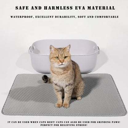 Cat Litter Mat, Double Layer Cat Litter Box Mat (35x24 Inch, Khaki) - Image 3