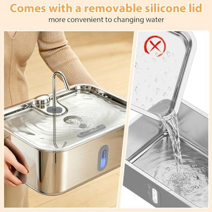 15L/4Gal Stainless Steel Dog Water Fountion Pet Fountain,1Set Filter - Image 7