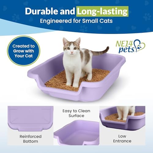 KittyGohere Senior Cat Litter Box Small with Scoop, Storybook Lavender - Image 6