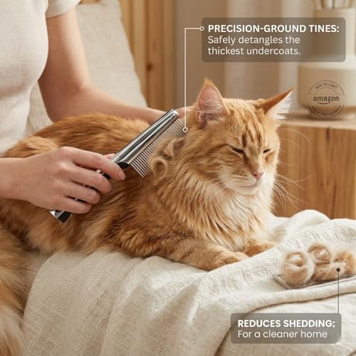 Resco Pet Products Rotating Tooth Comb - Professional Detangling & Dematting Grooming Comb for Dogs and Cats, Prevents Hair Pulling - Image 5