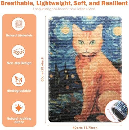 3-in-1 Sisal Cat Scratch Mat on Floor & Wall Mounted 23.6x15.7'' - Image 6