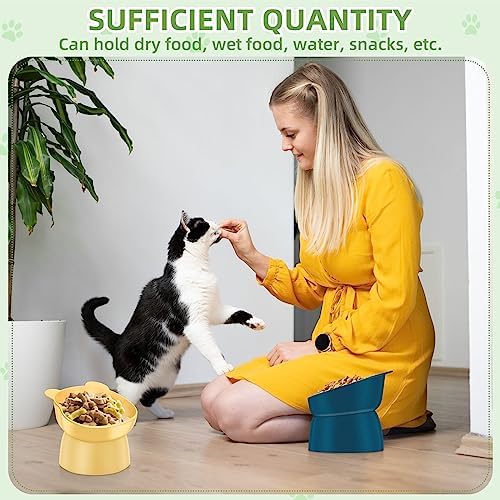 Zhehao 4 Pcs Elevated Cat Bowls Plastic Raised Cat Bowl 15 Degrees Tilted Raised Pet Food and Water Dish Cute Anti Vomit Food Dishes Pet Feeders for Kitten and Small Dogs(Bear) - Image 6