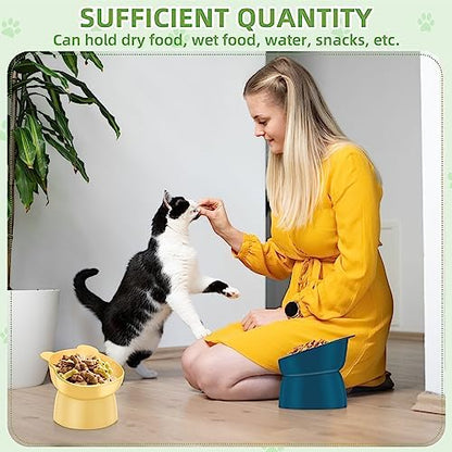 Zhehao 4 Pcs Elevated Cat Bowls Plastic Raised Cat Bowl 15 Degrees Tilted Raised Pet Food and Water Dish Cute Anti Vomit Food Dishes Pet Feeders for Kitten and Small Dogs(Bear) - Image 6
