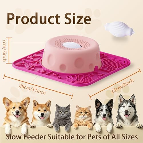 Slow Feeder Dog Bowls with Rolling Ball & Lick Mat for Dogs and Cats - Image 2