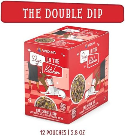 Weruva Dogs in the Kitchen, The Double Dip with Beef & Wild-Caught Salmon Au Jus Dog Food, 2.8oz Pouch (Pack of 12) - Image 4