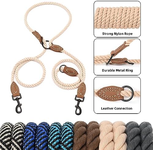 Mile High Life Double Dog Leash - Hands Free, Multifunctional Dual Dog Leash, 360° Swivel, Leather Tailored Connection for Two Dogs (Light Brown, 8FT) - Image 3