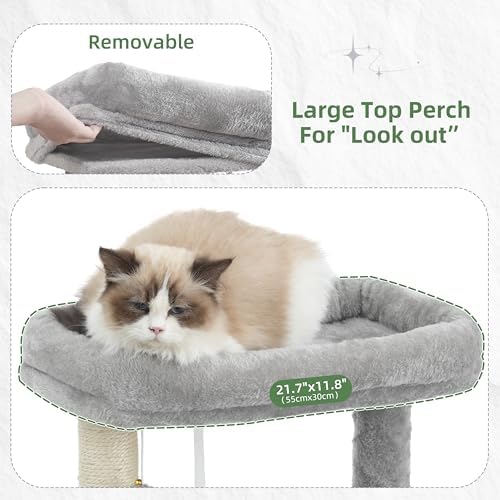 Gitelsnour Cat Tree, Cat Tower with Sturdy Steel Tube, Large Perch GCT024W - Image 4