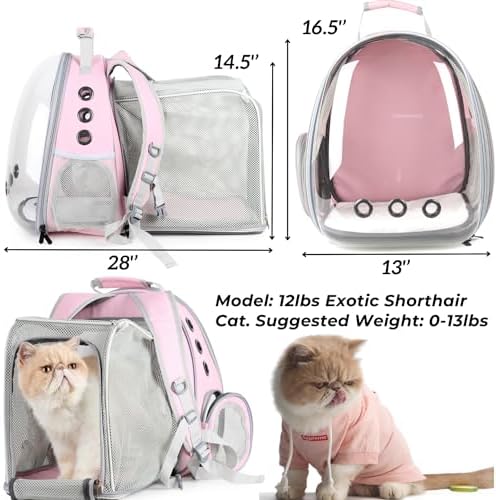 Lollimeow Cat Carrier Backpack, Expandable Bubble Pet Carrier for Cats and Small Dogs, Airline Approved Travel Backpack for Hiking, Walking & Outdoor Adventures - Supports up to 14 lbs - Image 2