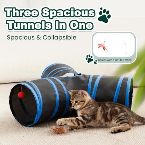 Love's cabin Cat Tunnel for Indoor Cats, 3-Way Collapsible Play Tunnel - Image 4