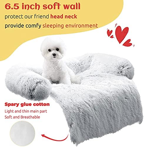 HACHIKITTY Calming Pet Sofa Bed Mat, Washable Fluffy Couch Cover for Dogs and Cats, Anti-Slip Bottom (40"x 38"x 6", Gray) - Image 2