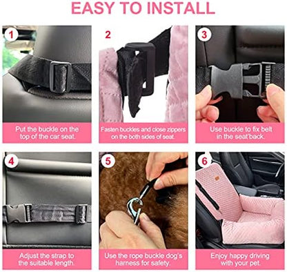 Dog Car Seat for Small Medium Dogs Pet Up to 40 lbs Pink - Image 5