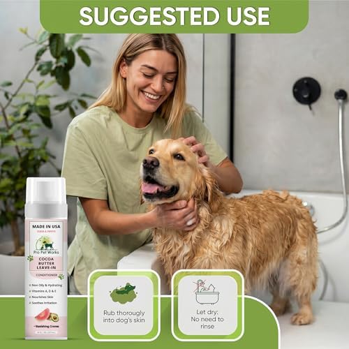 Pro Pet Works 5 in 1 Cocoa Butter Leave-in Dog Conditioner Lotion for Dogs & Cats-Hot Spot Cream/Balm for Allergies, dermatosis, Paw Fungus Or Itchy Skin-Heals Small Cuts & Abrasions[Made in USA] - Image 4