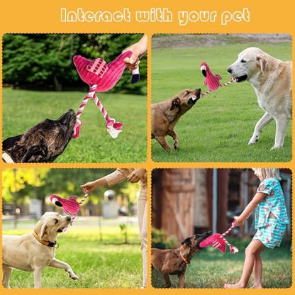 MRSOHRET 2 Pack Plush Dog Toys with Rope, Squeaky Dog Toys, Tug of War Dog Interactive Toy, Durable Dog Chew Toys for Large Dogs & Puppies - Image 3