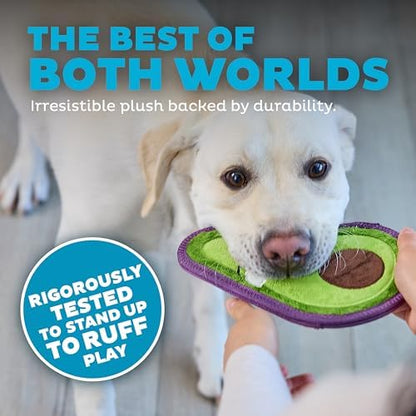 Outward Hound Tough Skinz Durable Chew Plush Squeaky Dog Toy, Avocado, 9" - Image 3