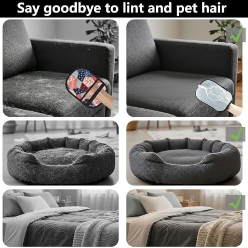 Patriotic Patchwork Pet Hair Removal Glove Brush Hair Remover for Carpet - Image 3