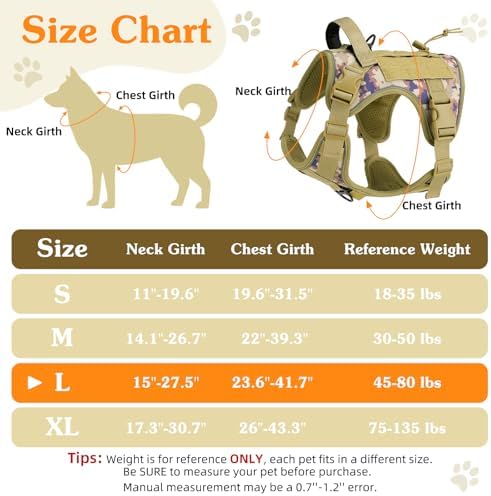 VavoPaw Heavy Duty Tactical Dog Harness for Large Dogs, No Pull Adjustable Pet Harness Reflective Service Training Easy Control Pet Vest Military K9 Working Dog Harnesses, Desert Camouflage, L - Image 2