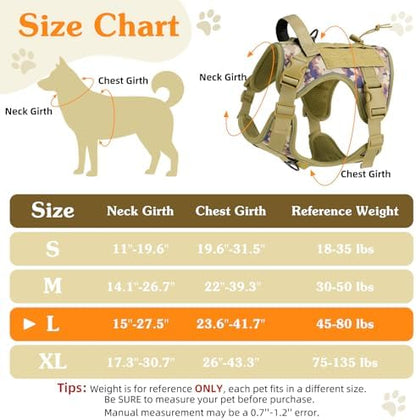 VavoPaw Heavy Duty Tactical Dog Harness for Large Dogs, No Pull Adjustable Pet Harness Reflective Service Training Easy Control Pet Vest Military K9 Working Dog Harnesses, Desert Camouflage, L - Image 2