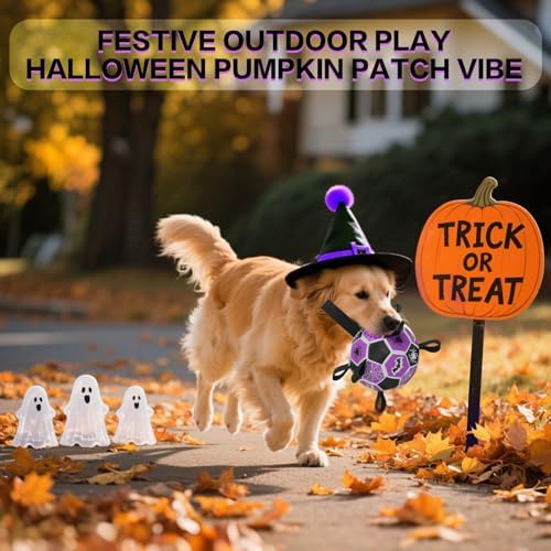 Dog Toys Balls, Dog Soccer Ball with Straps, Dog Birthday Gifts, Durable Balls for Small Medium Pet, Puppy Outdoor Toy, Pet Training Soccer Ball, World Cup Soccer (6 Inch) (Spider, Medium) - Image 4