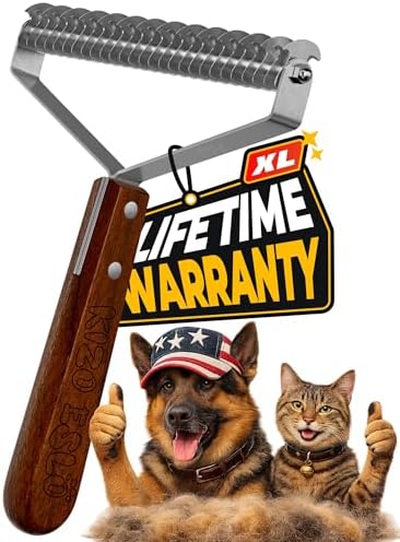XL+ Undercoat Rake for Dogs & Cats, Dog Brush for Shedding, Dematting Comb by KIZOESLO