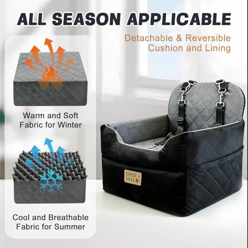 Dog Car Seat for Small Dogs & Cats Up to 30 lbs | Elevated Pet Booster with Washable Cover, Safety Straps, Storage Pocket – Fits Cars, Trucks, SUVs, Front/Back Seat - Image 4