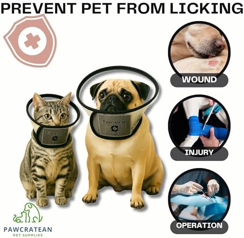 Pet Cone Collar Dog Cat Soft Plastic Recovery Collar Adjustable Comfortable Wounds Protection Small Medium Size Elizabeth Collar (Transparent, Small) - Image 2