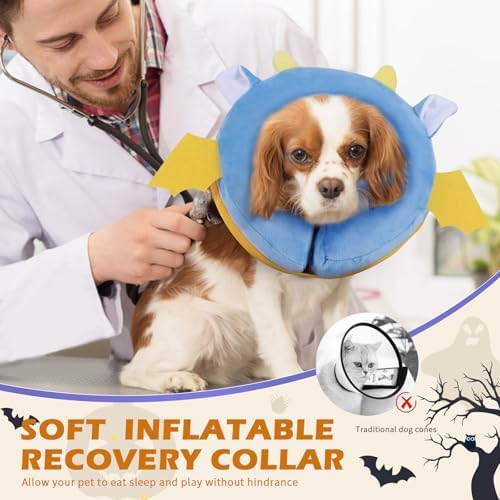 IEUUMLER Inflatable Recovery Dog Collar, Protective Donut Cone, Adjustable Soft Collar for Dog and Cat After Surgery Prevent from Biting & Scratching EU002 - Vampire L+ - Image 5