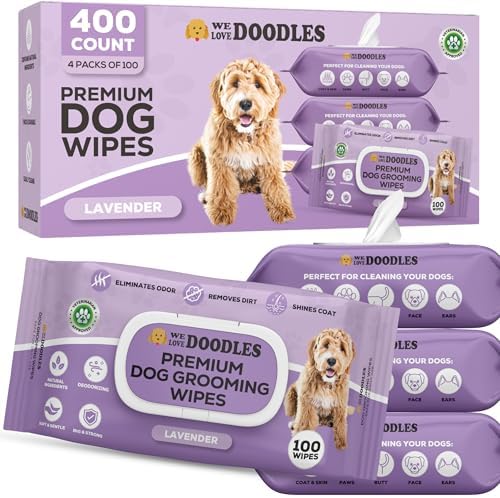 Dog Wipes, Deodorizing & Cleaning, Lavender Scent, Made in USA, 400 Count by WeLoveDoodles
