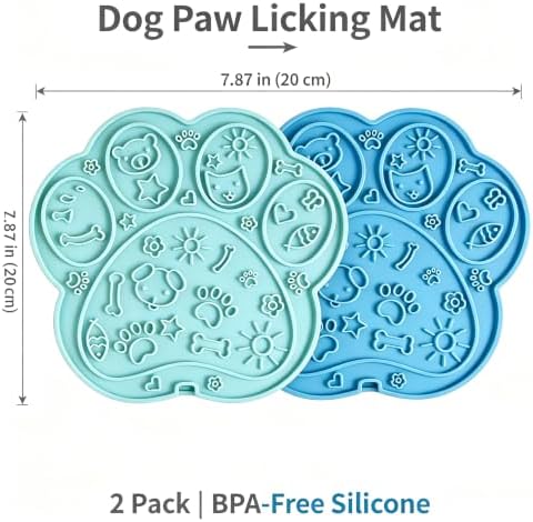 Dog Cat Slow Lick Mat, 2-Pack Paw BPA-Free Silicone Suction Cups - Image 6