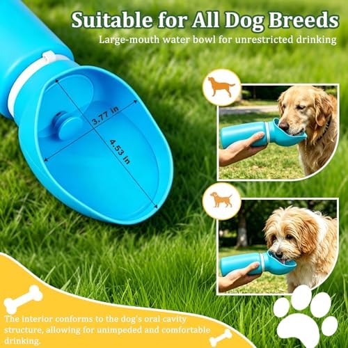 2 in 1 Foldable Dog Water Bottle, Leakproof Portable Pet Dispenser, Blue - Image 3