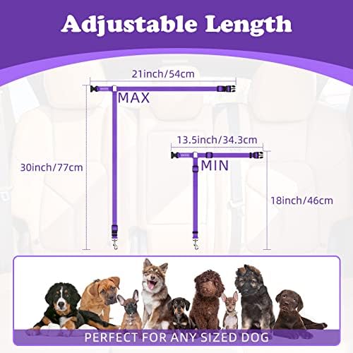 BWOGUE 2 Pack Dog Seat Belt for Car, Headrest Restraint Strap, Purple - Image 4
