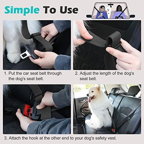 Pawaboo Dog Seat Belt for Car, with 360° Hook，20 in, Chew-Proof, Black - Image 7