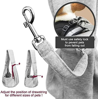 Pet Dog Sling Carrier for 3-10 lbs pet,Dog Purse Pouch,Dog Satchel,Reversible unadjustable Strap Travel Hand-Free Safe Bag Small Puppy Backpack (Grey) - Image 4