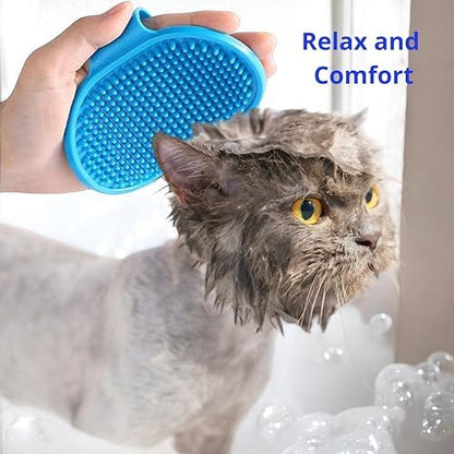 Cat Shower Cap and Bath Brush set, Cat Ear Cover and Grooming Bathing Brush for Cats Puppy Small Dogs, Cat Ear Protection Stuff, Small Dog Cat Bathing Supplies, Pet Accessories (Blue) - Image 5