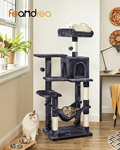 Feandrea Cat Tree, 54.2-Inch Cat Tower, Multi-Level Condo, Smoky Gray - Image 2