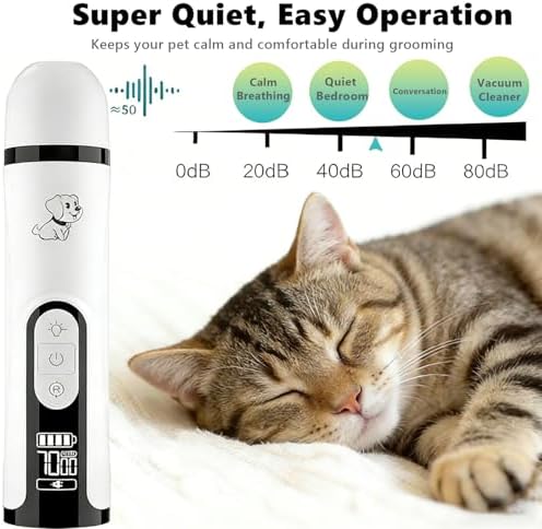 Silent Pets Nail Grinder with 2 Lights and 3 Speeds,Cordless Nail Trimmers - Image 5